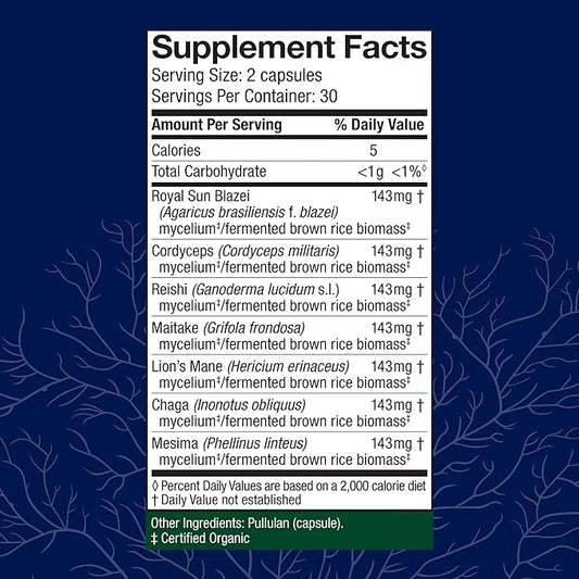 Host Defense Stamets 7-7 Species Blend - Mushroom Supplement for Immune Support - Includes Royal Sun Blazei, Cordyceps, Reishi, Maitake, Lion's Mane, Chaga & Mesima - 60 Capsules (30 Servings)*