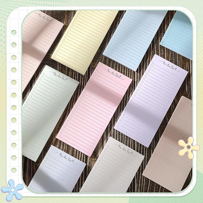 Censen 10 Pack 500 Sheets To Do List Notes Daily Checklist Notepads with 50 Sheets Each Undated Color Memo Pad Block Shopping List Pad Weekly Plan Notepad Organizer Planners(Morandi Color,Lined)