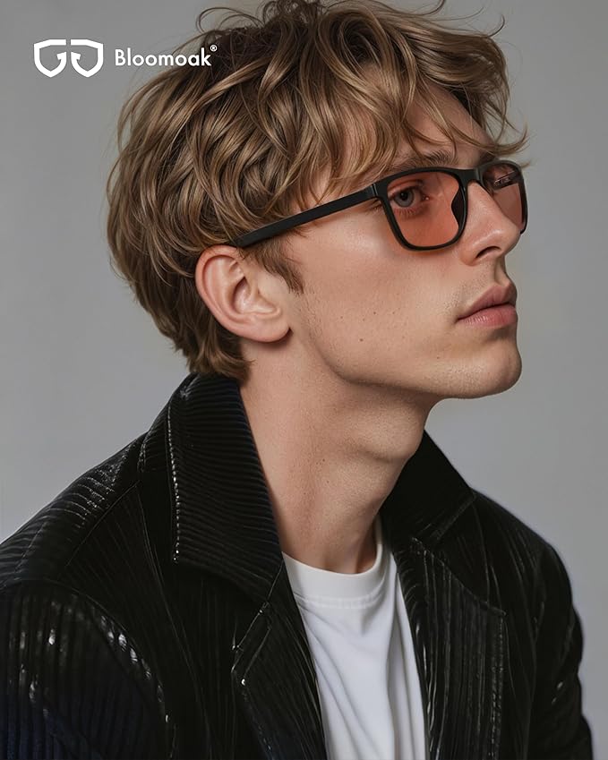 Bloomoak Rose Tinted Migraine Relief Glasses, FL- Flex Pink Light Sensitivity Glasses for Fluorescent LED Glare, Photophobia, Eye Strain