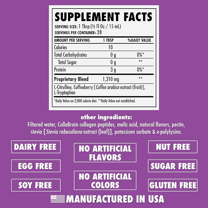 HEALTH DIRECT - AminoMind - Nootropic Collagen Supplement for Brain Health and BDNF - Pro-Hyp & Hyp-Gly Dipeptides, Coffeeberry Antioxidants - BlackBerry - 14 Fl Oz (28 Servings)