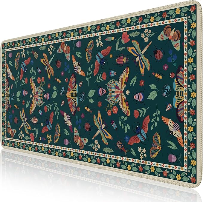 iCasso Desk Mat, Desk Matt for Desktop, Cute Desk Pad Mat, XXL Large Mouse Pad for Desk, Anti-Slip Big Mousepad with Stitched Edges, Keyboard Pad Mouse Mat for Computer(Green)