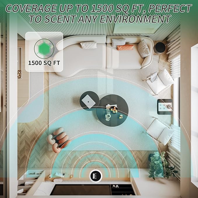 Scent Air Machine for Home, 1500 Sq. Ft Coverage Hotel Collection Diffuser with Smart Cold Air Tech, Whole House Fragrance, Bluetooth Waterless Oil Diffuser for Large Room, Hotel, Spa, Office