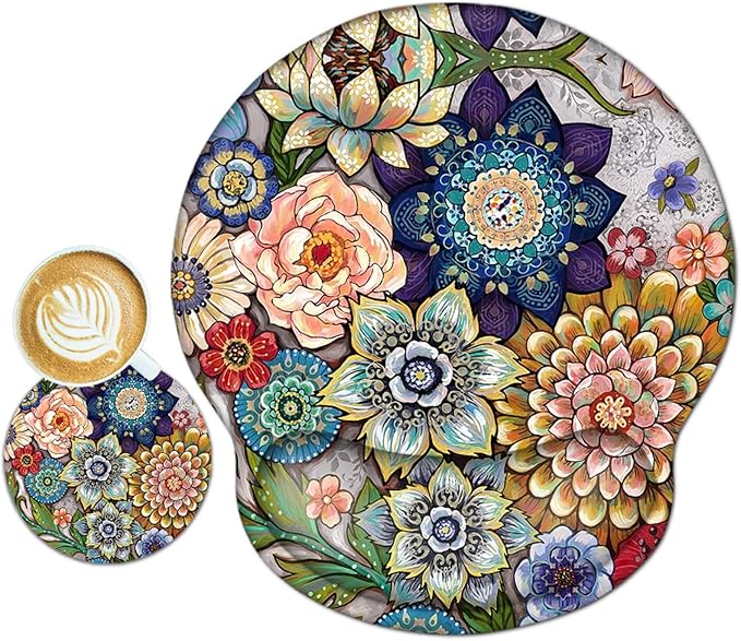 ToLuLu Mouse Pad Wrist Rest Support Gel, Ergonomic Mouse Pads with Non Slip PU Base, Mouse Wrist Rest Pad for Laptop Computer Home Office Working Gaming Pain Relief, Beautiful Flo