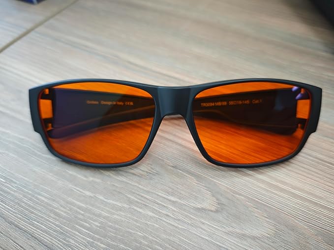 Goiteia Orange Blue Light Blocking Fit Over Glasses-Amber Blue Light Glasses Over Glasses for Better Sleep/Eyes Strain