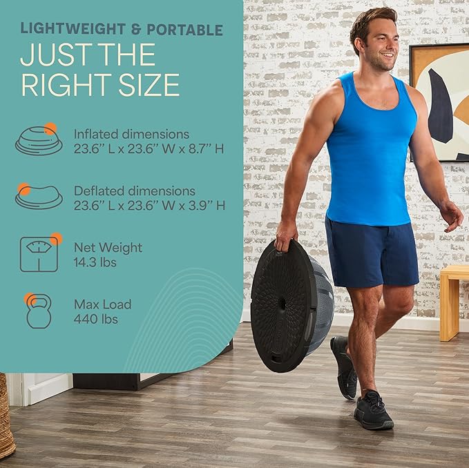 Lifepro Half Balance Ball Trainer - Stability Ball for Exercise, Full-Body Workouts, Home Gym, and Physical Therapy - Non-Slip Equipment for Balance Training