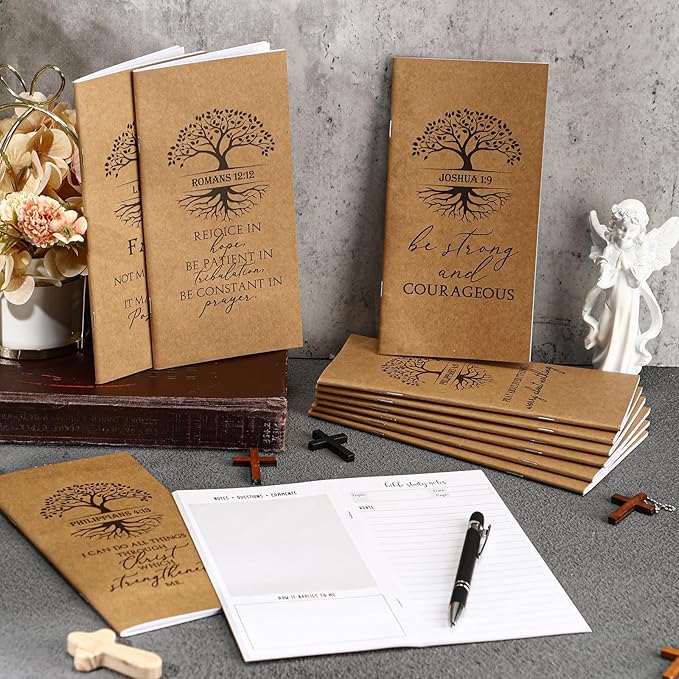 Qilery 30 Pcs Christian Gifts Bulk Pocket Planner 2025-2026 Prayer Journals for Women Men to Do List Weekly Goals for Pastors' Wives Appreciation Day Church Sunday School(Kraft Color,Tree of Life)