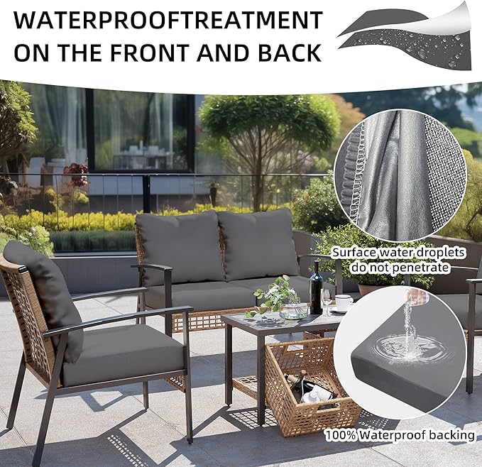 12Pcs Outdoor Cushions Covers Waterproof, Patio Cushion Covers, Stretch Cushion Covers Replacement,Cushion Slipcovers, Furniture Cushion Covers (Grey 1, 12PCS)