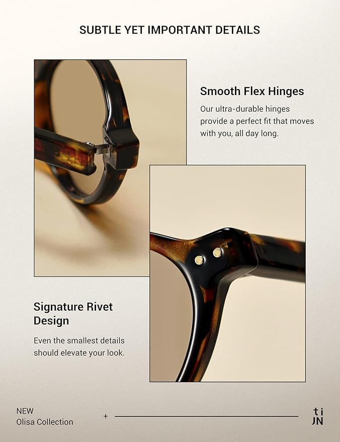 TIJN Olisa Blue Light Blocking Glasses for Women Men,Oval Glasses Frame Bluelight Glasses for Gaming/Computer/Screen