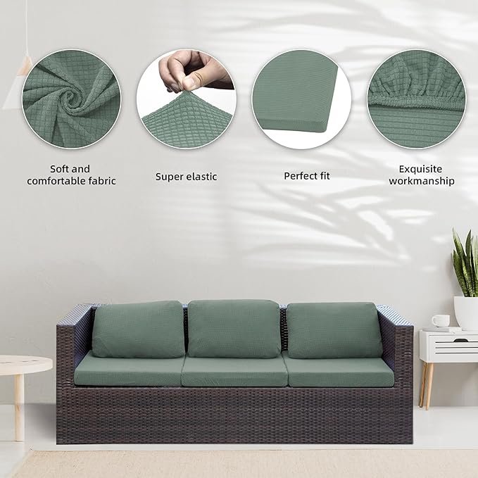 8Pcs Stretch Patio Cushion Covers,Outdoor Couch Covers Replacement,Outdoor Couch & Sofa Slipcovers,for Patio Furniture Cushion Covers,Washable Reusable Furniture Protector (Cyan,Cover Only)