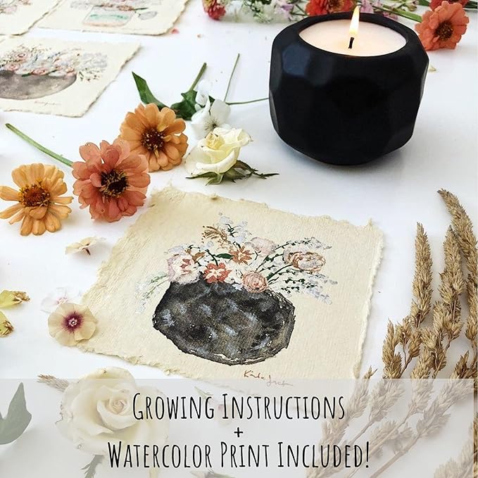 The Growing Candle, Wild Flower Scented, 13oz Ceramic Pot, Single Wick Aromatherapy Candles, 100% Soy for Women and Men, Emma