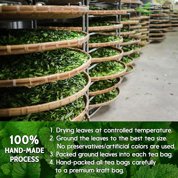 FreshDrinkUS, Premium 120 Lemon Balm Leaf Tea Bags, 100% Natural & Pure from Lemon Balm Leaves. Loose Leaf Lemon Balm Herbal Tea. Lemon Balm Leaf Tea. No Sugar, No Caffeine, No Gluten, Vegan. Lemon Balm Tea