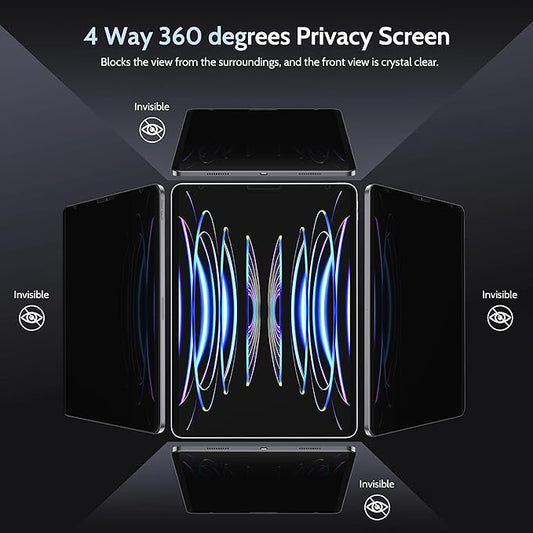 4 Way Magnetic Privacy Screen Protector for iPad Air 5th 4th 10.9" & iPad Pro 11(2018-2022), Removable 360 Spy Private Filter, Anti Blue Light Glare Bubble-Free Black Security Protector