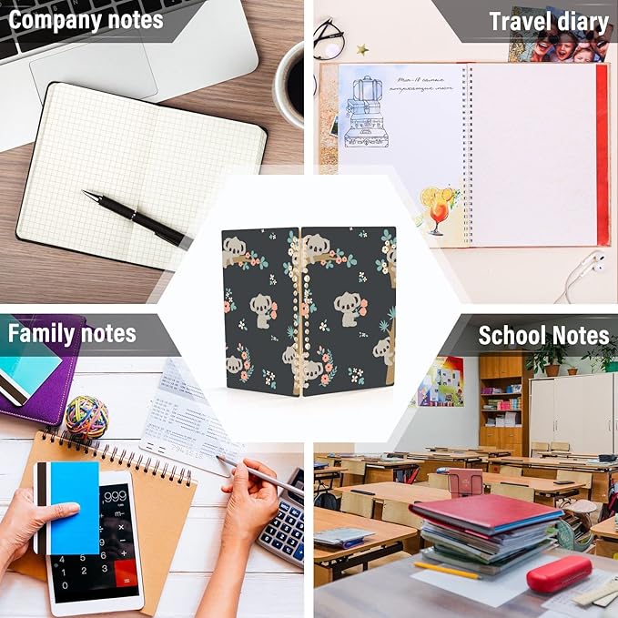 senya Spiral Notebook Ruled 2 Pcs, Koala and Flowers Journals for Study and Notes 60 Pages with Durable Hardcover