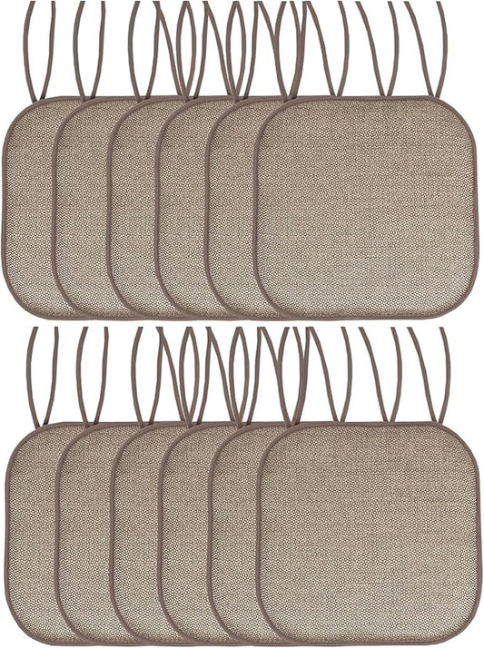 Chair Cushion Memory Foam Pads with Ties Honeycomb Pattern Slip Non Skid Rubber Back Rounded Square 16" x 16" Seat Cover