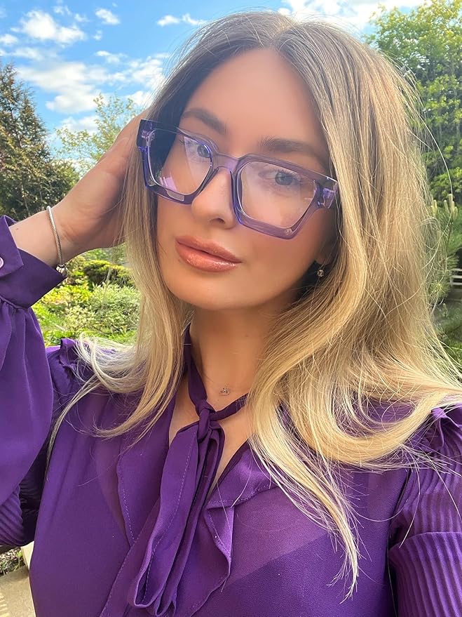 VISOONE Blue Light Blocking Glasses with TR90 Rectangle Frame and Chic Preppy Look for Women Men RIVER