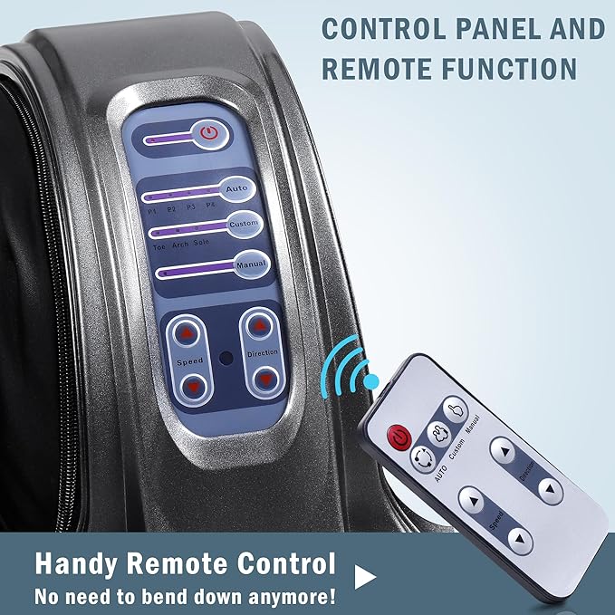 H&B Luxuries Shiatsu Foot Massager Machine with Remote Controller, Kneading and Rolling Home Massagers for Feet, Ankle, Calf, Leg, Gift for Men, Women, Father, Mom Parents and The Elderly, Gray