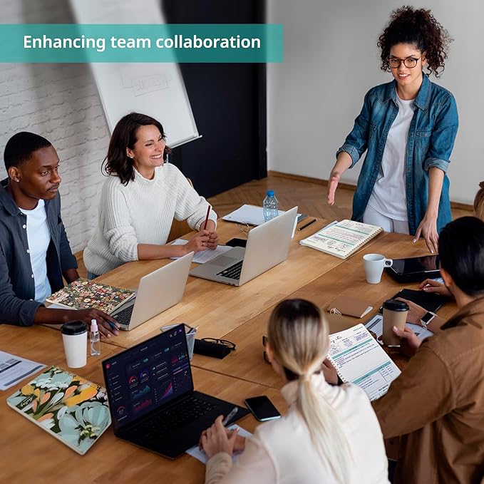 Meeting Notebook for Work Organization, Aesthetic Meeting Minutes Notebook for Work, Event Project Agenda Planner Organizer, Perfect for Office School Business Supplies, 6.9" X 9.7" - Soft Petals