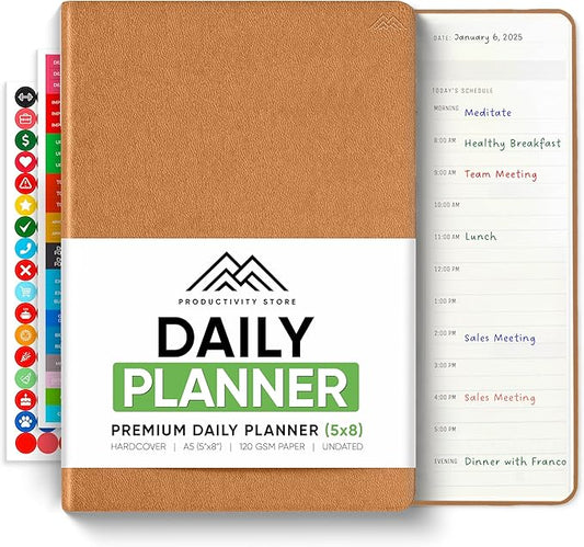 Daily Planner 2025 (5" x 8") Brown