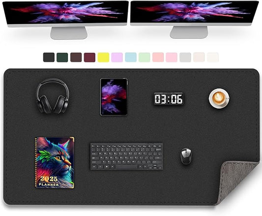 47.2" x 23.6" Large Desk Pad Mat - Non-Slip PU Leather Desk Mat, Large Mouse Pad, Computer Mat for Keyboard Mouse, Waterproof Desk Writing Mat, Desk Blotter Mat for Work (Black)