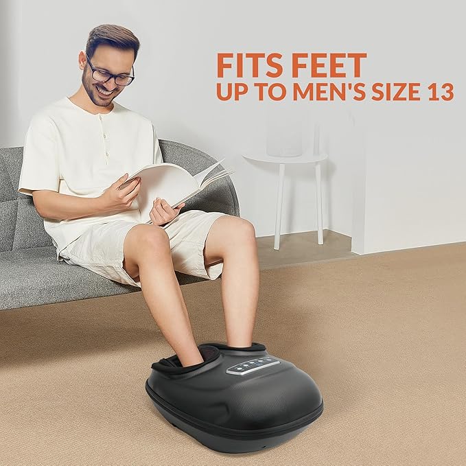 CILI Shiatsu Foot Massager Machine with Heat, Electric Feet Massager for Neuropathy, Independent Compression Rolling Vibration, Foot Warmer, Fits Up to Men Size 13, Gifts for Mom Dad