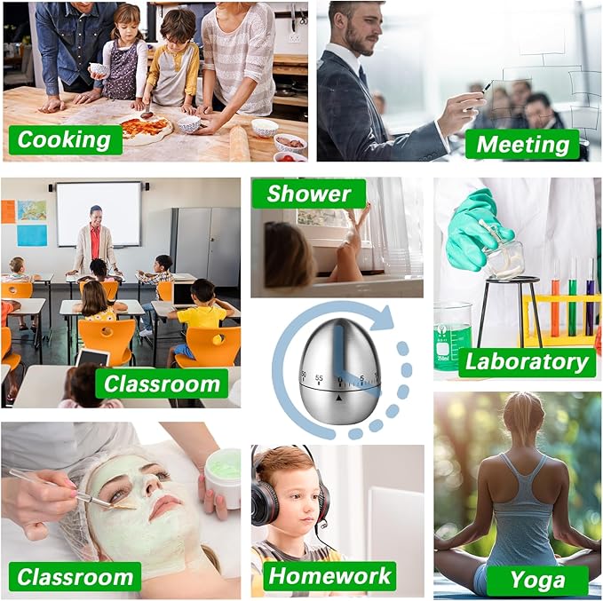 Mechanical Kitchen Timer, Cute Timer for Kids, Wind Up 60 Minutes Manual Countdown for Classroom, Home, Study and Cooking