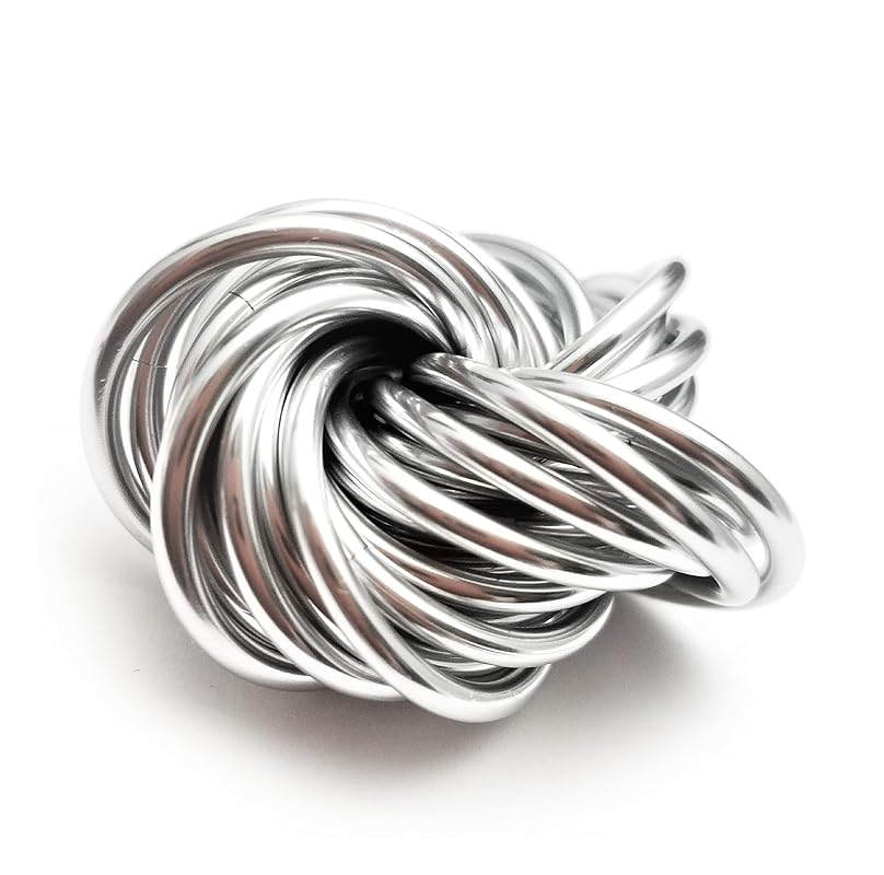 Möbii Fidget Ball (Solid Color): Quiet Mobius ADHD Anxiety Stim Stress Relief Toy Tool for Home Travel Office or Desk (Medium, Full, SilverStar)