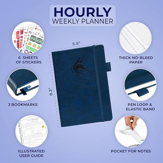 Clever Fox Planner Schedule – Undated Weekly & Monthly Life Planner with Time Slots, Appointment Book & Daily Organizer, A5 (Dark Blue)