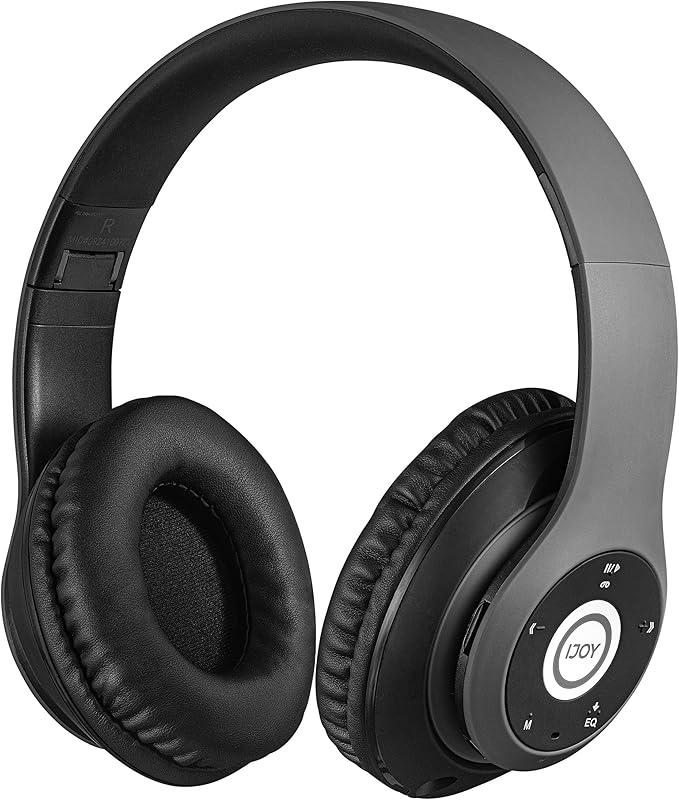 iJoy Bluetooth Headphones Over Ear, Wireless and Wired Foldable Headset Built-in Microphone - (Stealth) Adults Kids Men Women - Audifonos Auriculares Inalambricos