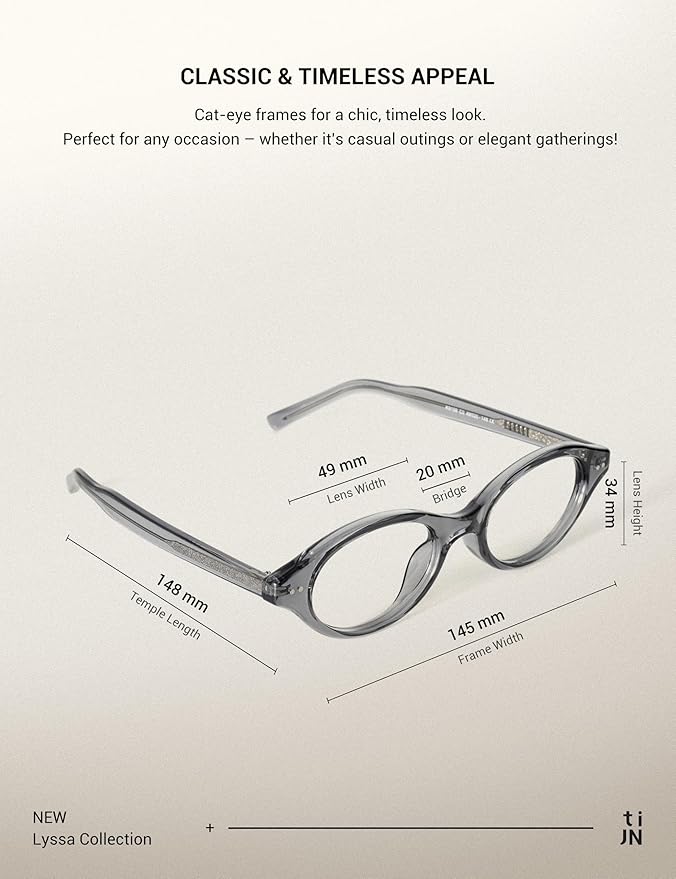 TIJN Olisa Blue Light Blocking Glasses for Women Men,Oval Glasses Frame Bluelight Glasses for Gaming/Computer/Screen