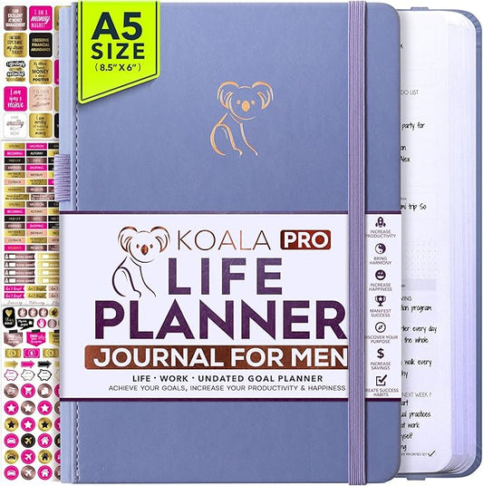 Life Planner - Gratitude Journal for Men & Women | Daily, Weekly & Monthly Planner with Budget Section, Time Blocking, Habit Tracker for Peace of Mind Planning to Increase Productivity & Happiness