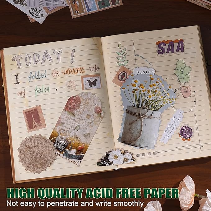 96 Sheets/192 Pages Vintage Lined Journal,Comes With Envelope Pocket Notebook Journal,Retro 3D Thorn Vine Rose Cover Hardcover Journal,Suitable As Travel Diary,A Notebook,Or Wedding Anniversary.