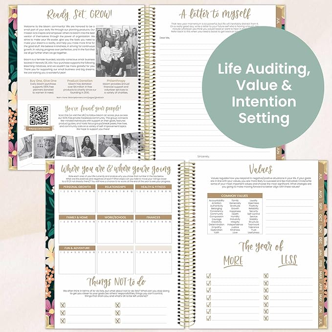 bloom daily planners 2025-2026 Hardcover Academic Year Goal & Vision Planner (July 2025 - July 2026) - Monthly & Weekly Calendar Agenda Organizer - 7.5" x 9" - Blooming Wildly