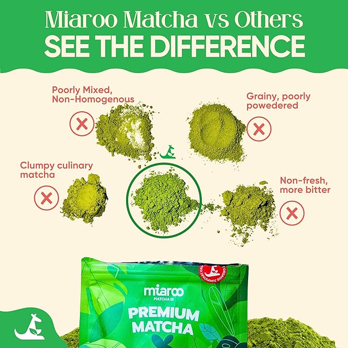 Japanese Ceremonial Grade Matcha 50g (25 Servings, 70mg Caffeine) | Green Tea Powder, Coffee Replacement for Energy, Calm Focus & No Jitters or Crash | Perfect for Lattes, Smoothies, Detox | Miaroo