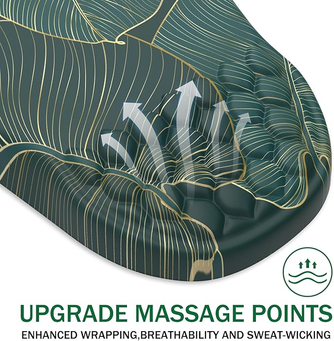 Ergonomic Mouse Pad Wrist Support, with Memory Foam & Non-Slip PU Base, Comfortable Massage Design Mouse Pad Relieve Wrist Fatigue&Pain, Suitable for Computer, Office and Home(05Green Leaves)