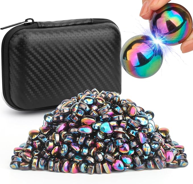 Magnet Slime Putty Party Favors, Fidget Toy Magnet Ferrite Putty Beads, Hematite Magnetic Stones Eggs with 1.26 inch Magnet Balls, Cool Desk Toy, EDC Toy Science Kit Gift