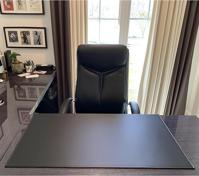 AKOZLIN 35.4"x 18.9" Soft PU Leather Surface Office Desk Mouse Mat Anti-Push Pad with Full Grip Fixation Lip Table Blotter Edge-Locked Protector