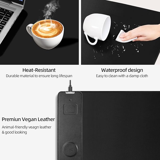 Mouse Pad with Wireless Charging, Gaming Mouse Pad with Ultra-Smooth Surface, Large XXL Desk Mat, Non-Slip Mouse Mat, Waterproof Computer Keyboard Pad for Gaming, Desk, Office, PC, 900x400x4MM, Black