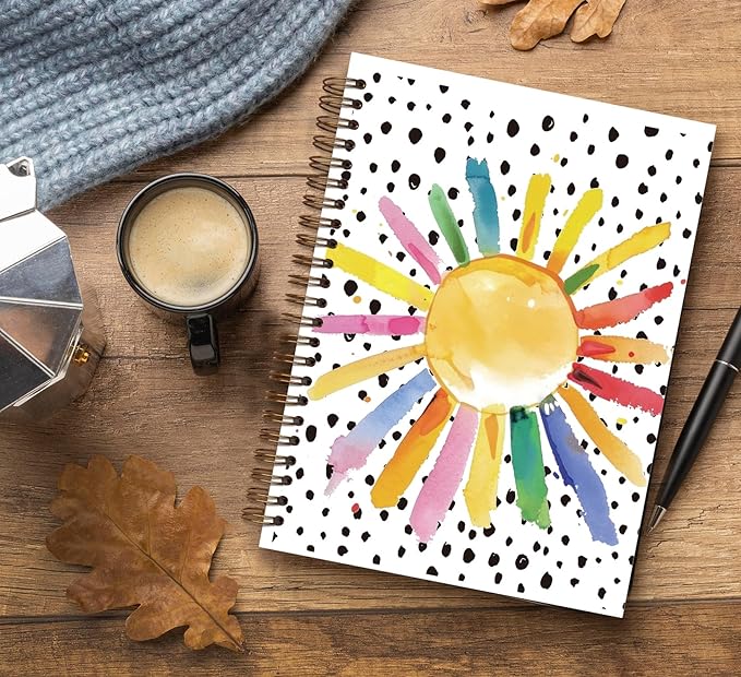 Boho Colorful Sunshine Notebook Journal, Preppy Notebook,Preppy Journal,Sunshine Gifts for Women,Boho Office Supplies,Boho Desk Accessories,Spiral Notebook 5.5x8.3