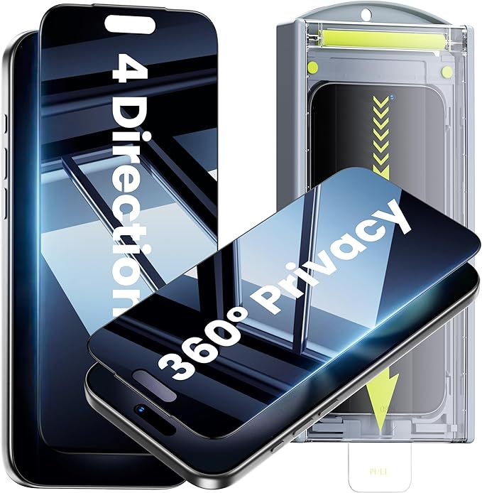 WSKEN for iPhone Air Privacy Screen Protector - [4 Way 360 Anti Spy] [Auto Dust-Remove] 10X Military Shatterproof 4 Directions Zero Bubble Anti Peep Tempered Glass Film for air