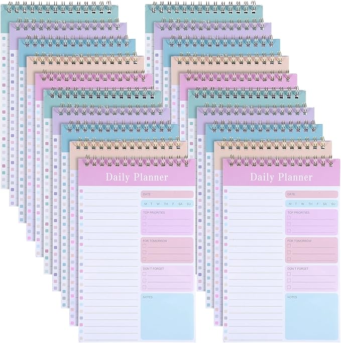 20-Pack Daily Planner Notepads – 5” x 8” Undated To-Do List Notebooks, 30 Sheets Each – PVC Cover & Premium Paper for Office and Home Organization