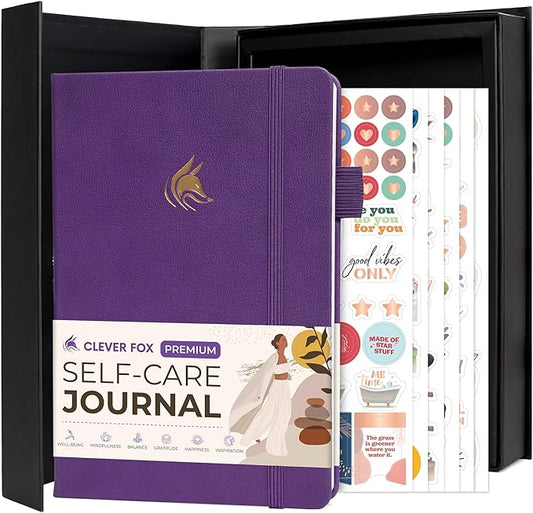Clever Fox Self-Care Journal Premium – Daily Gratitude & Mental Health Notebook for Women – Reflection & Personal Development Journal (Purple)
