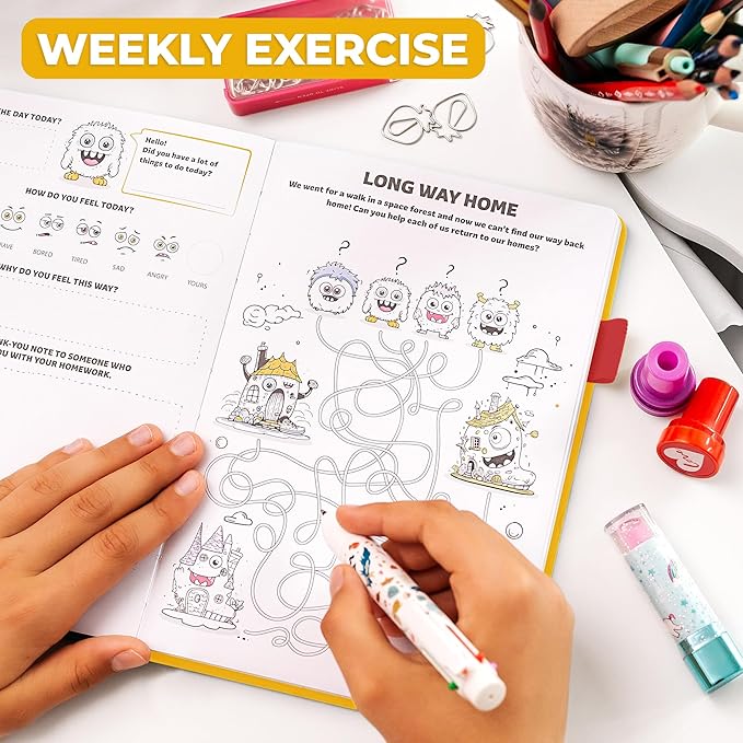 Clever Fox Kids’ Journal – Daily Feelings & Gratitude Notebook for 8+ Children – Child’s Planner & Mood Tracker for Journaling & Writing (Lemon)