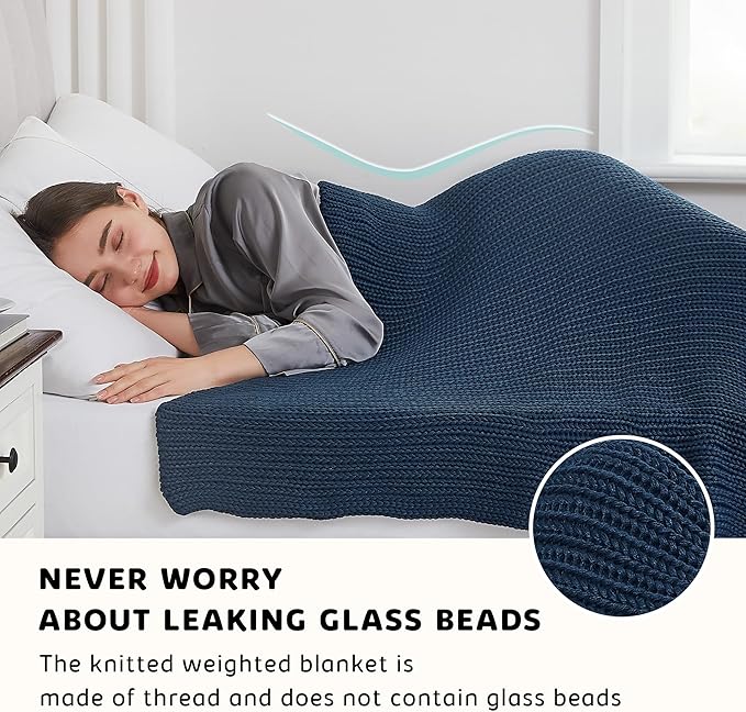 L'AGRATY Knitted Weighted Blanket - 48"x72" 15lbs Cooling Chunky Knit Heavy Blanket for Adults Braided Crochet Throw Thick Cable Yarn Knit Decorative Blanket No Beads Evenly Weighted Machine Washable