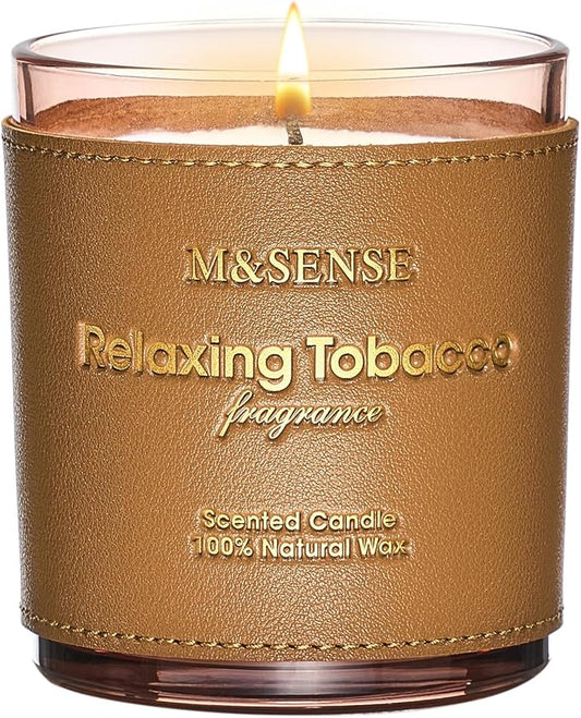 M&SENSE Cinnamon Tobacco Scented Candles,Vegan Soy Wax Candle,10oz 42-Hour Slow Burning Time,No Toxin Naturally Scented Home Fragrance for Stress Relief in Sleep & Living Rooms,Gifts for Dad Man