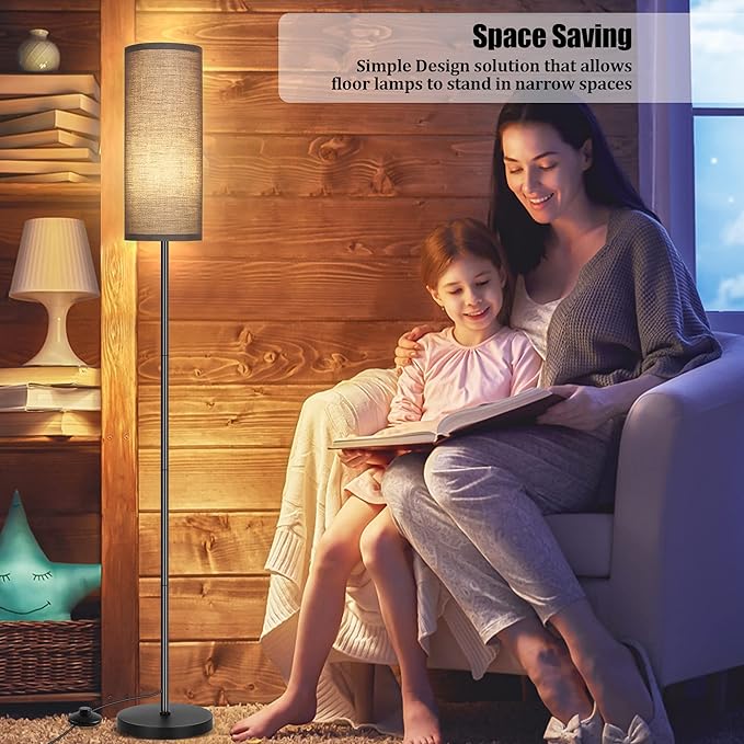 PARTPHONER Floor Lamp for Living Room, Modern Standing Lamps with Lampshade, Minimalist Tall Lamp with Foot Switch for Living Room, Bedroom, Kids Room, Office(Bulb Not Included)
