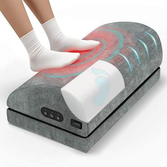 Heated Foot Rest for Under Desk at Work, Foot Stool with Vibration Massage, 2 Heat Levels, Adjustable Height, Ergonomic Memory Foam Feet Warmer Heater Footrest Under Desk for Gaming & Office Home