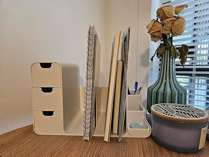 Desk Organizer with Drawers – White, 3-Drawer Storage Box for Office, Home, or School Desk – Compact, Lightweight, and Safe Design – 13.3" x 8.3" x 8.3"