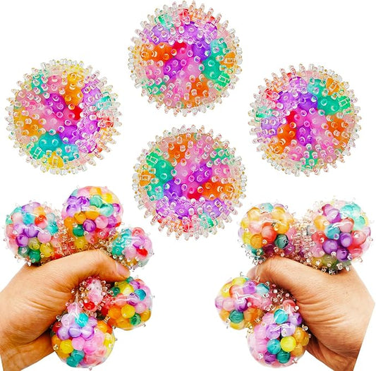 4 Pcs Squishy Stress Balls Fidget Toys for Adults, Stress Relief Squeeze Fidget Balls Set for Party Favors Birthday and Goodie Bag Stuffers