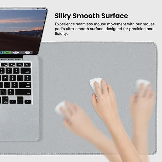 ALOANES Waterproof Mouse Pad with Durable Stitched Edge, XXXL Gaming Keyboard Pad, Non-Slip Rubber Base Mouse Mat, Extended Desk pad for Gamer, Office & Home, Gray Mousepad 35.4''x 15.7''x 0.12''