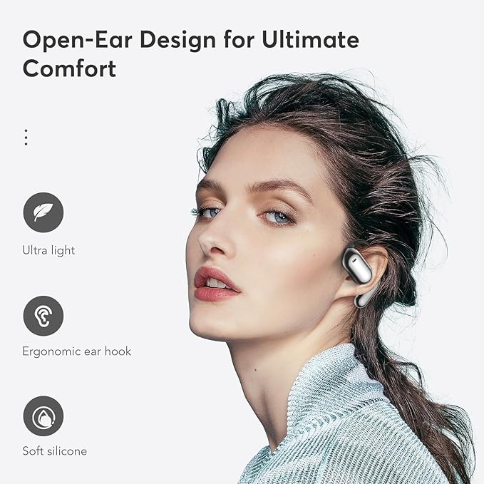 Open Ear Bluetooth 5.4 Earbuds, Wireless Headphones Sport Over Earphones Built-in Mic with Ear Hooks 50H Playtime with LED Display Charging Case Ergonomic IPX7 Waterproof for Running Fitness